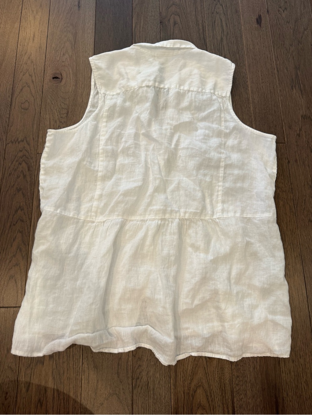 J. Jill Love Linen Sleeveless White Button-Front Blouse - Picture 3 of 4